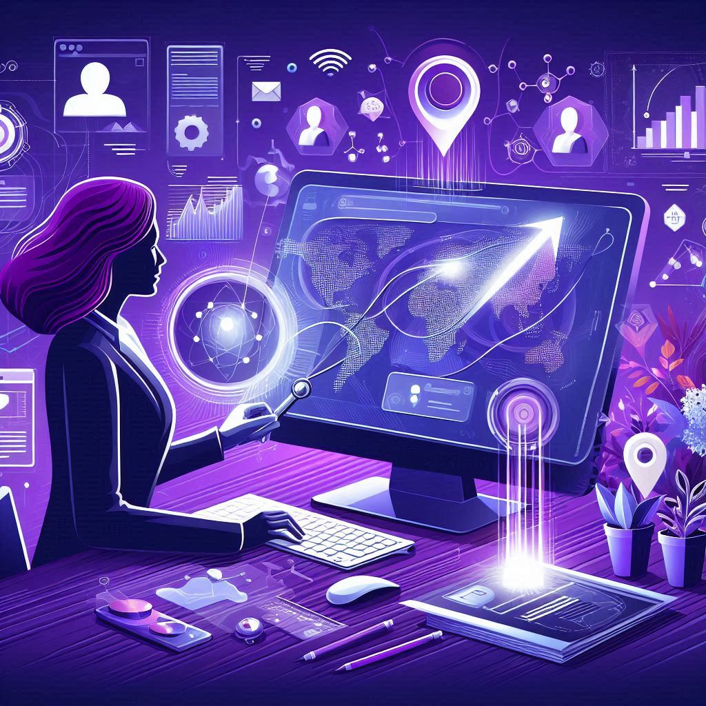 "Business team building digital presence using laptops and digital tools"